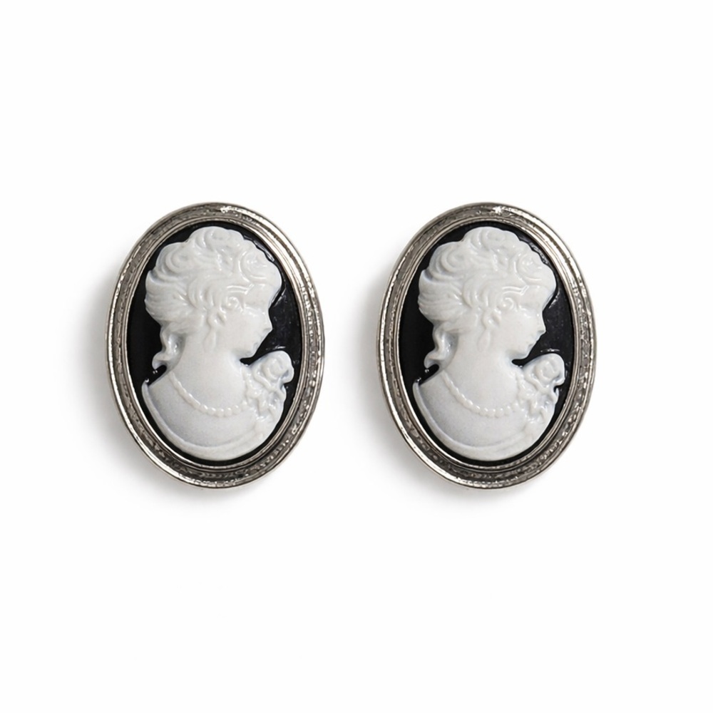 Vintage Silver Cameo Earrings
